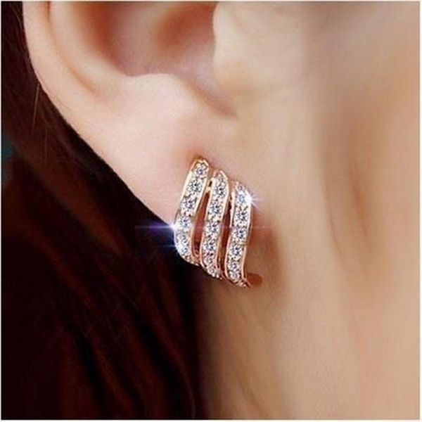 stud fashion rose gold color earrings elegant micro pave white zirconia wedding gift for women jewelry, Golden;silver
stud fashion rose gold color earrings elegant micro pave white zirconia wedding gift for women jewelry, Golden;silver