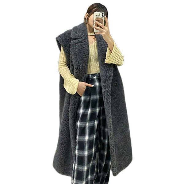 women's fur & faux women alpaca teddy bear coat vest 2021 autumn and winter mid-length lamb hiar, Black
women's fur & faux women alpaca teddy bear coat vest 2021 autumn and winter mid-length lamb hiar, Black