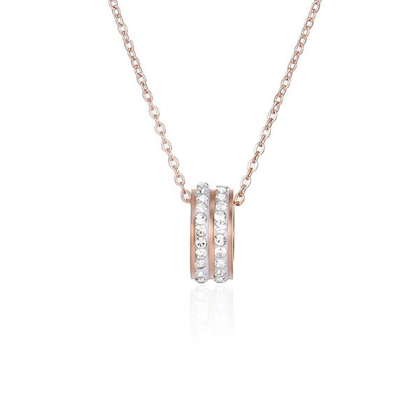 pendant necklaces korean temperament clavicle chain three rows of diamond ring creative rose gold micro inlaid titanium steel necklace., Silver
pendant necklaces korean temperament clavicle chain three rows of diamond ring creative rose gold micro inlaid titanium steel necklace., Silver