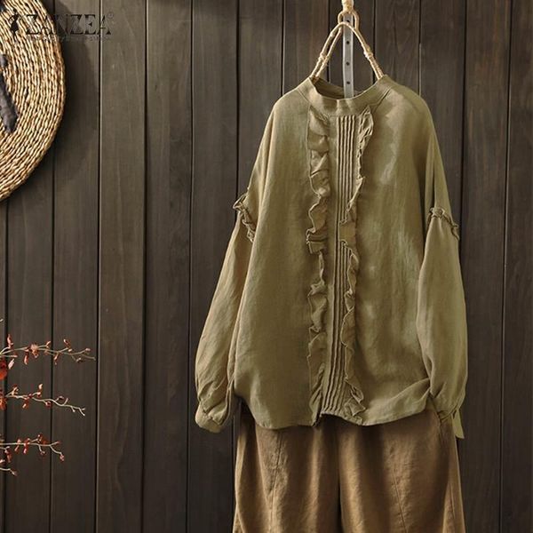 elegant ruffle womens spring blouse zanzea 2021 casual pleated cotton blusas female long sleeve shirts flounce tunic 5xl, White
elegant ruffle womens spring blouse zanzea 2021 casual pleated cotton blusas female long sleeve shirts flounce tunic 5xl, White