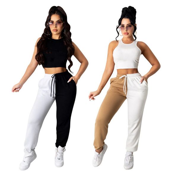 women casual tracksuit sports 2 piece sets fashion summer clothing sleeveless t shirtlong pants panelled outfits plus size jogger suit 4574, Gray
women casual tracksuit sports 2 piece sets fashion summer clothing sleeveless t shirtlong pants panelled outfits plus size jogger suit 4574, Gray