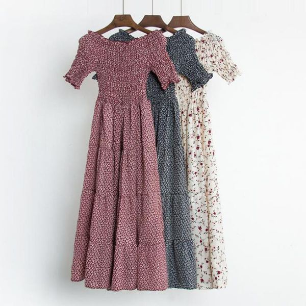 2021 summer women vintage floral short sleeve off the shoulder casual es female beach long robe mujer wkn3, Black;gray
2021 summer women vintage floral short sleeve off the shoulder casual es female beach long robe mujer wkn3, Black;gray