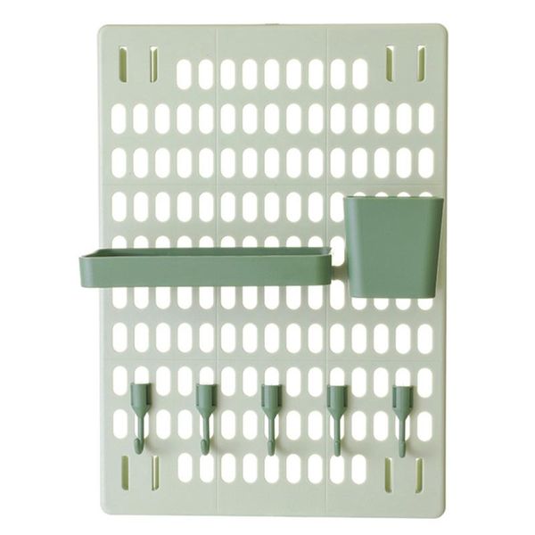 hooks & rails 8pcs kitchen multifunctional storage rack punch holder wall shelf