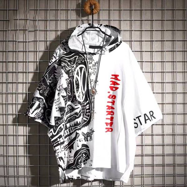 2021 new de manga curta moda alta rua solto hip hop t camisa masculina b3uv, White;black
2021 new de manga curta moda alta rua solto hip hop t camisa masculina b3uv, White;black