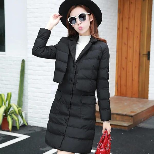 women's down & parkas winter women jacket cotton padded vest two-piece suit female coat mid long warm outwear parka r1426, Black
women's down & parkas winter women jacket cotton padded vest two-piece suit female coat mid long warm outwear parka r1426, Black