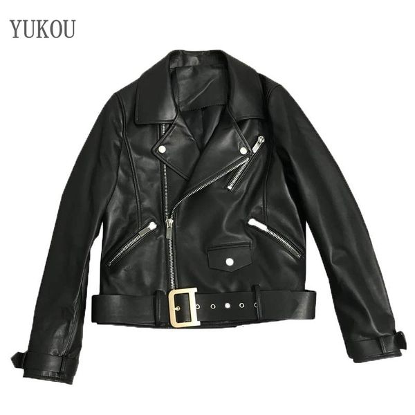 women's jackets jackets yukou woman coats fashion female motorcycle clothing real sheepskin leather sashes dec ncei, Black;brown
women's jackets jackets yukou woman coats fashion female motorcycle clothing real sheepskin leather sashes dec ncei, Black;brown