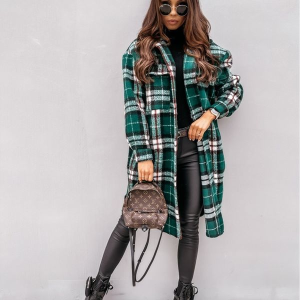 2021 New Autumn Winter Women Long-sleeved Plaid Printed Jacket Fashion Turn Down Collar Single-breasted Long Shirt Coat Femme 9ggz, Black;brown
2021 New Autumn Winter Women Long-sleeved Plaid Printed Jacket Fashion Turn Down Collar Single-breasted Long Shirt Coat Femme 9ggz, Black;brown