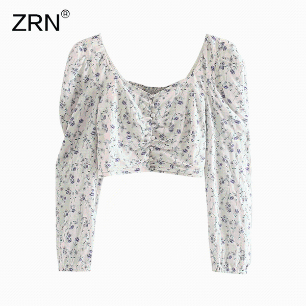 women's blouses & shirts zrn women vintage floral crop square neck puff sleeve pleated shirt chic street style woman blouse, White
women's blouses & shirts zrn women vintage floral crop square neck puff sleeve pleated shirt chic street style woman blouse, White