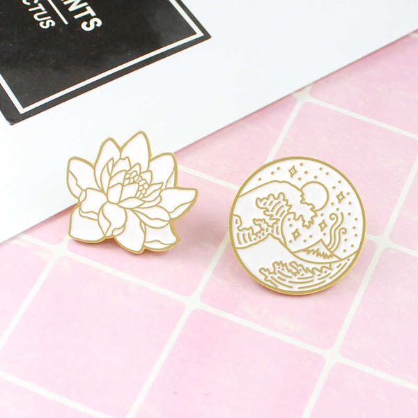 new alloy brooch japanese ukiyoe lotus wave combination trend personality versatile brooch, Gray
new alloy brooch japanese ukiyoe lotus wave combination trend personality versatile brooch, Gray