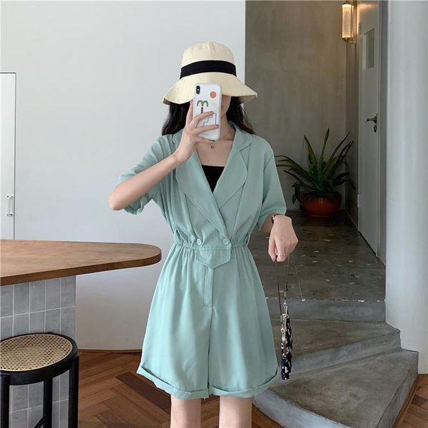 gym clothing korean fashion female jumpsuits loose design high waist short sleeves deep v-neck overalls with belt, White;black 
gym clothing korean fashion female jumpsuits loose design high waist short sleeves deep v-neck overalls with belt, White;black