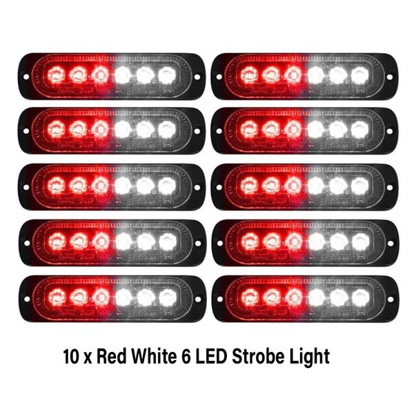 10pcs red + white emergency strobe lights 6-led warning 6-smd flashing light caution construction light bar van off road vehicle atv suv
10pcs red + white emergency strobe lights 6-led warning 6-smd flashing light caution construction light bar van off road vehicle atv suv