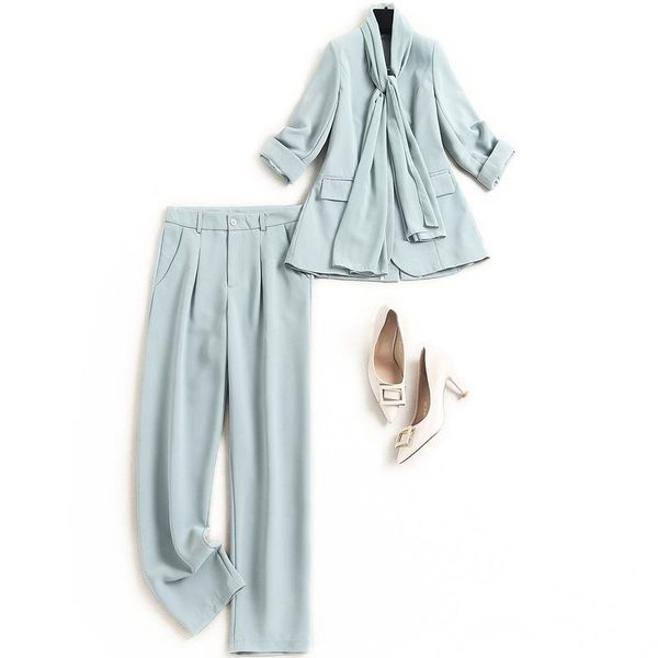 women plus size clothing pink blazer suit spring 2021 chiffon bow collar office lady blazers long pants office two piece outfits, White
women plus size clothing pink blazer suit spring 2021 chiffon bow collar office lady blazers long pants office two piece outfits, White