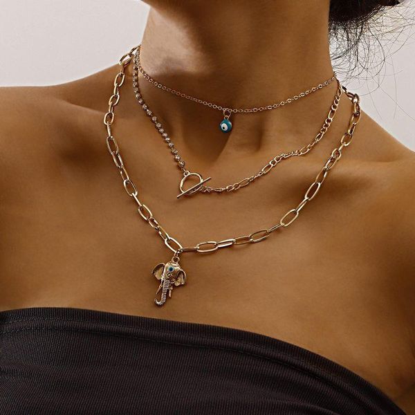 pendant necklaces vintage boho multilayer crystal choker evil eye elephant chain gold color necklace for women party fashion jewelry gift, Silver
pendant necklaces vintage boho multilayer crystal choker evil eye elephant chain gold color necklace for women party fashion jewelry gift, Silver