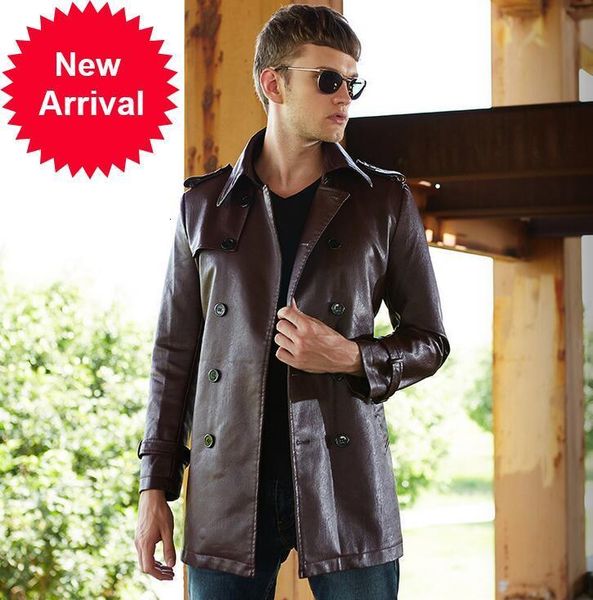 double-breasted men's long coat new men windbreaker fleece pu leather male jacket, Black;brown
double-breasted men's long coat new men windbreaker fleece pu leather male jacket, Black;brown