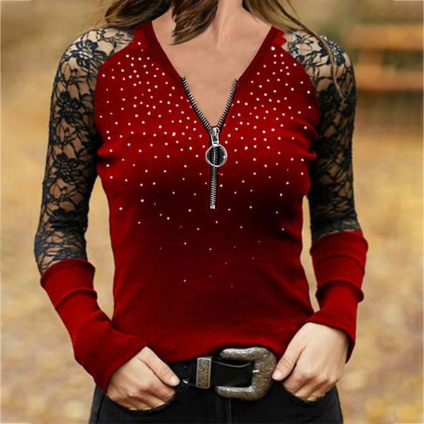 women's t-shirt fashion women t-shirts 2021 spring autumn lace long sleeve tees half zipper v-neck lady solid tshirt slim female cloth, White
women's t-shirt fashion women t-shirts 2021 spring autumn lace long sleeve tees half zipper v-neck lady solid tshirt slim female cloth, White
