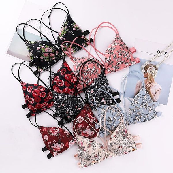 bras women flower printed underwear fashion front buckle wireless bralette lingerie comfort push up floral female, Red;black
bras women flower printed underwear fashion front buckle wireless bralette lingerie comfort push up floral female, Red;black