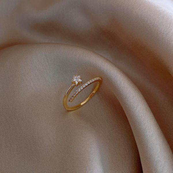 cluster rings classic simple zircon star gold opening ring for woman temperament girl's fashion jewelry korean luxury accessories stude, Golden;silver
cluster rings classic simple zircon star gold opening ring for woman temperament girl's fashion jewelry korean luxury accessories stude, Golden;silver