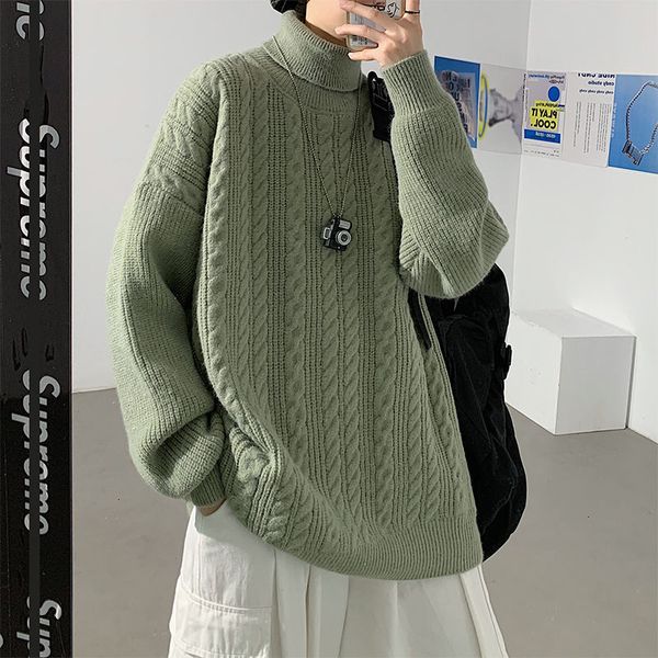2021 new winter thick turtleneck sweater men's warm fashion casual knit pullover men loose korean couple knitting sweaters mens clothes, White;black
2021 new winter thick turtleneck sweater men's warm fashion casual knit pullover men loose korean couple knitting sweaters mens clothes, White;black
