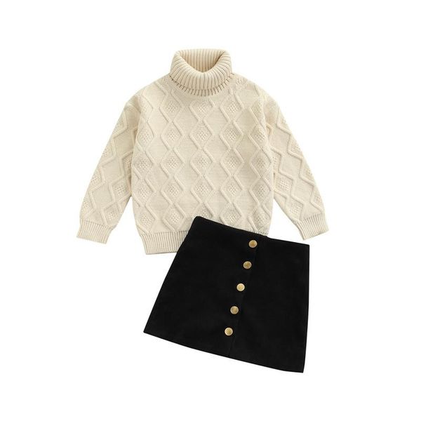 clothing sets 1-6 years girls spring fall outfits long sleeve high collar sweater with skirt suits for casual daily set, White
clothing sets 1-6 years girls spring fall outfits long sleeve high collar sweater with skirt suits for casual daily set, White