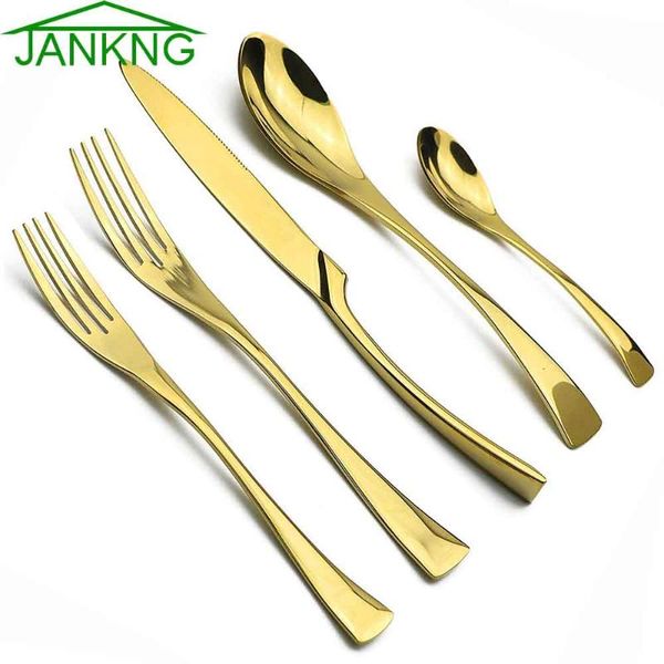 dinnerware sets jankng 5 pcs/set flatware set gold cutlery stainless steel knife fork spoon tableware silverware dessert
dinnerware sets jankng 5 pcs/set flatware set gold cutlery stainless steel knife fork spoon tableware silverware dessert