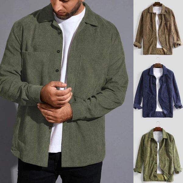 men's casual shirts men clothing 2021 fall shirt corduroy long-sleeved big pocket lapel jacket, White;black
men's casual shirts men clothing 2021 fall shirt corduroy long-sleeved big pocket lapel jacket, White;black