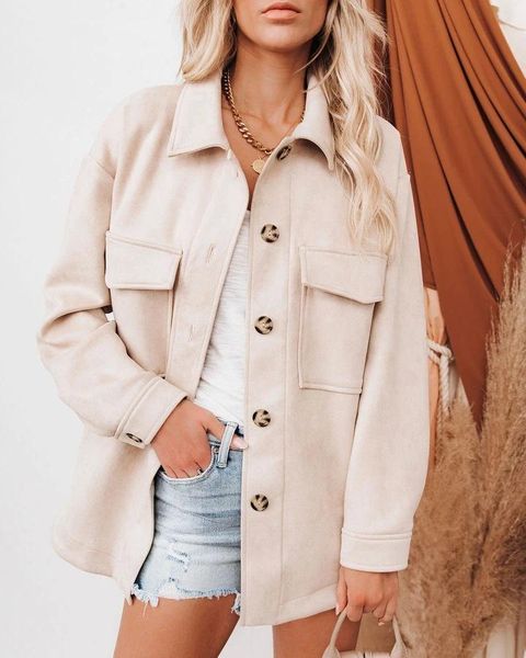 women's jackets fashion streetwear suede autumn winter long sleeve turn-down collar button up coat 2021 gray apricot casual chaqueta, Black;brown
women's jackets fashion streetwear suede autumn winter long sleeve turn-down collar button up coat 2021 gray apricot casual chaqueta, Black;brown