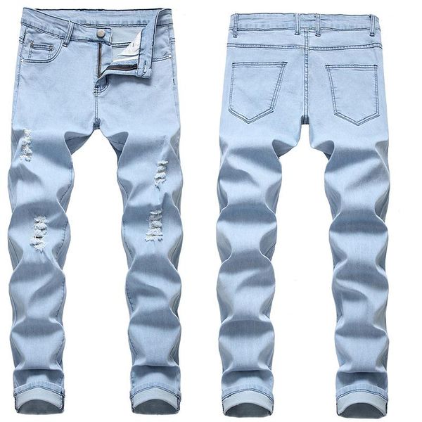 men's jeans feet summer tide brand casual youth korean version of the trend all-match slim long pants, Blue
men's jeans feet summer tide brand casual youth korean version of the trend all-match slim long pants, Blue