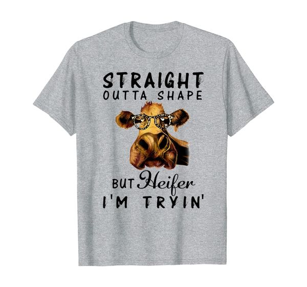 straight outta shape but heifer i'm trying funny farm tshirt, White;black