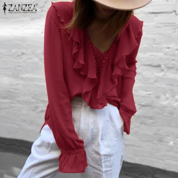 2021 new casual v neck long flare sleeve shirt zanzea bohemian ruffles blouse women spring lace up blusas female solid holiday tunic bt, White;black
2021 new casual v neck long flare sleeve shirt zanzea bohemian ruffles blouse women spring lace up blusas female solid holiday tunic bt, White;black