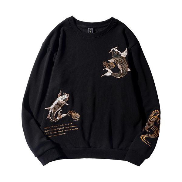 men's hoodies & sweatshirts autumn/winter china fashion brand crew neck pullover heavy industry embroidered koi loose large size cotton, Black
men's hoodies & sweatshirts autumn/winter china fashion brand crew neck pullover heavy industry embroidered koi loose large size cotton, Black