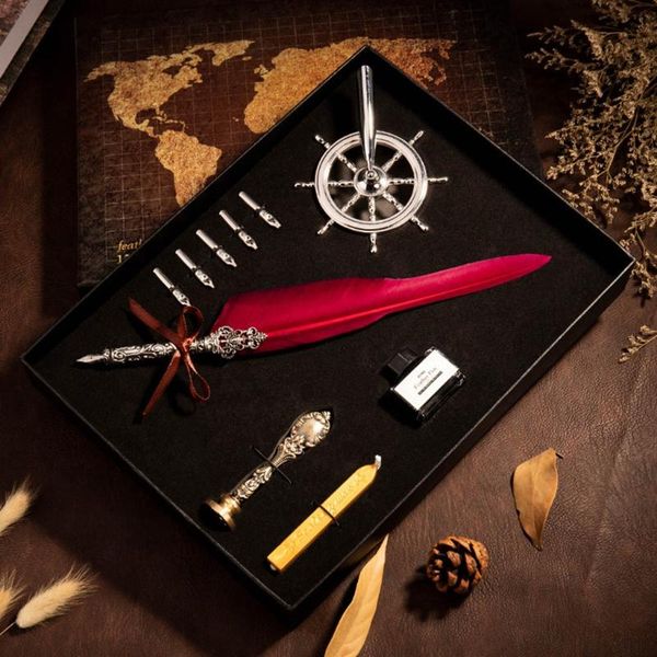 vintage quill feather dip pen fountain pens writing ink 5 nibs luxury gift box calligraphy set stationery school supplies
vintage quill feather dip pen fountain pens writing ink 5 nibs luxury gift box calligraphy set stationery school supplies