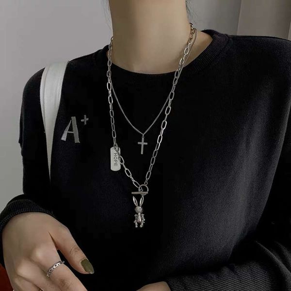 hbp fashion south korea stainless steel double metal cross make old rabbit necklace 2021 new long sweater chain, Silver
hbp fashion south korea stainless steel double metal cross make old rabbit necklace 2021 new long sweater chain, Silver