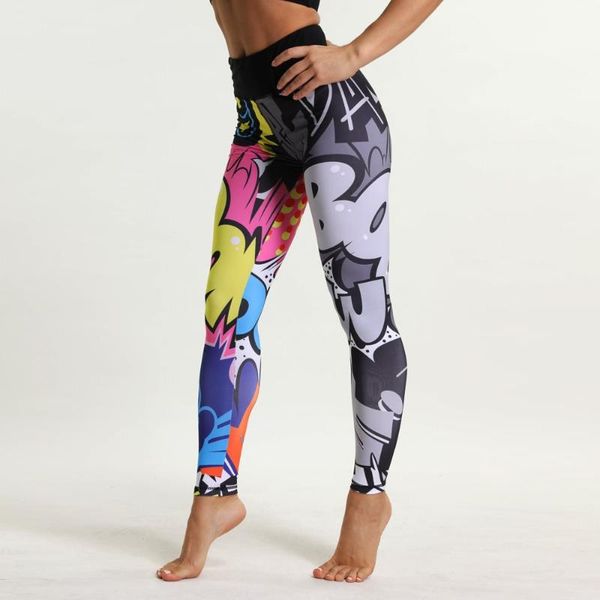 women's leggings cartoon painted women graffiti push up fitness high waist workout pants fashion gym leggins, Black 
women's leggings cartoon painted women graffiti push up fitness high waist workout pants fashion gym leggins, Black