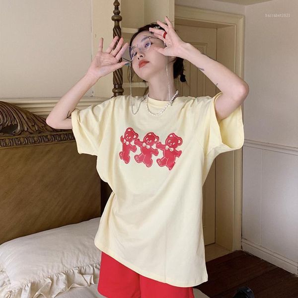 women's t-shirt 4 sizes -2xl causal loose all match fashion basic cartoon bear printed cute fresh college wind short sleeve women, White
women's t-shirt 4 sizes -2xl causal loose all match fashion basic cartoon bear printed cute fresh college wind short sleeve women, White