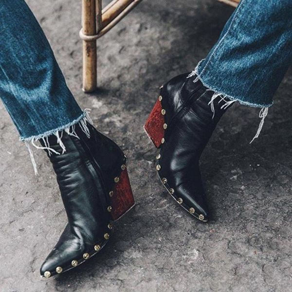 boots rivet ankle for women pointed toe ladies leather high heel big size women's autumn winter pumps female zip fashion shoes, Black
boots rivet ankle for women pointed toe ladies leather high heel big size women's autumn winter pumps female zip fashion shoes, Black