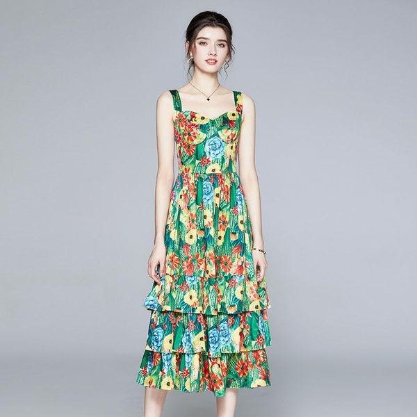 casual dresses fashion designer spring summer women runway dress elegant lady ruffle layered floral print midi holiday strap robe femme vest, Black;gray
casual dresses fashion designer spring summer women runway dress elegant lady ruffle layered floral print midi holiday strap robe femme vest, Black;gray