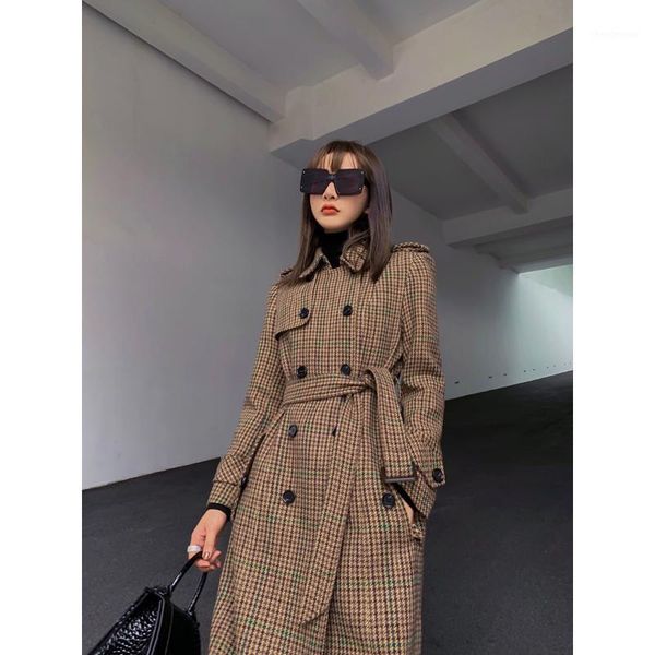 11.12 autumn winter houndstooth plaid keep warm wool coat women vintage fashion temperament mid-length overcoat outerwear women's & ble, Black
11.12 autumn winter houndstooth plaid keep warm wool coat women vintage fashion temperament mid-length overcoat outerwear women's & ble, Black