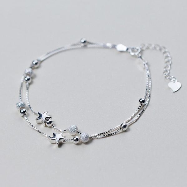 charm bracelets 100% s925 sterling silver color fashion double layer star beads bracelet 17cm for women girl jewelry gift, Golden;silver
charm bracelets 100% s925 sterling silver color fashion double layer star beads bracelet 17cm for women girl jewelry gift, Golden;silver