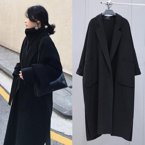 2019 autumn winter women wool cashmere black coat jacket long sleeve open front loose simple blend coats outerwear cardigan1
2019 autumn winter women wool cashmere black coat jacket long sleeve open front loose simple blend coats outerwear cardigan1