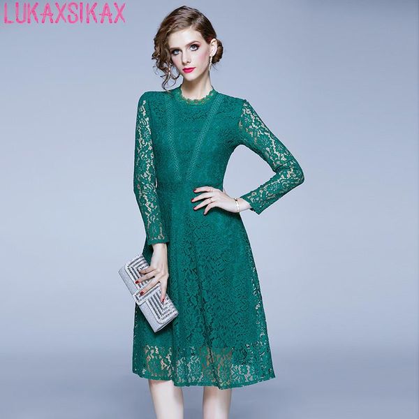 casual dresses lukaxsikax 2021 spring autumn women long sleeve dress green lace runway elegant slim party, Black;gray
casual dresses lukaxsikax 2021 spring autumn women long sleeve dress green lace runway elegant slim party, Black;gray