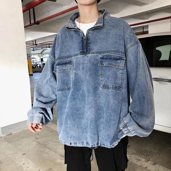 korean pullover denim jacket coat men's retro casual jean jackets man streetwear loose hip-hop bomber jacket men outerwear w1764, Black;brown
korean pullover denim jacket coat men's retro casual jean jackets man streetwear loose hip-hop bomber jacket men outerwear w1764, Black;brown