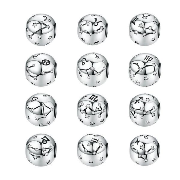 sa silverage twelve constellations sterling silver beads diy beading bracelet ornament 925 sterling beads for jewelry making q0531, Black
sa silverage twelve constellations sterling silver beads diy beading bracelet ornament 925 sterling beads for jewelry making q0531, Black