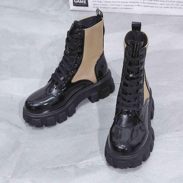 dress shoes autumn winter women's thick-soled leather pocket boots casual fashion lace-up high s3fr, Black
dress shoes autumn winter women's thick-soled leather pocket boots casual fashion lace-up high s3fr, Black