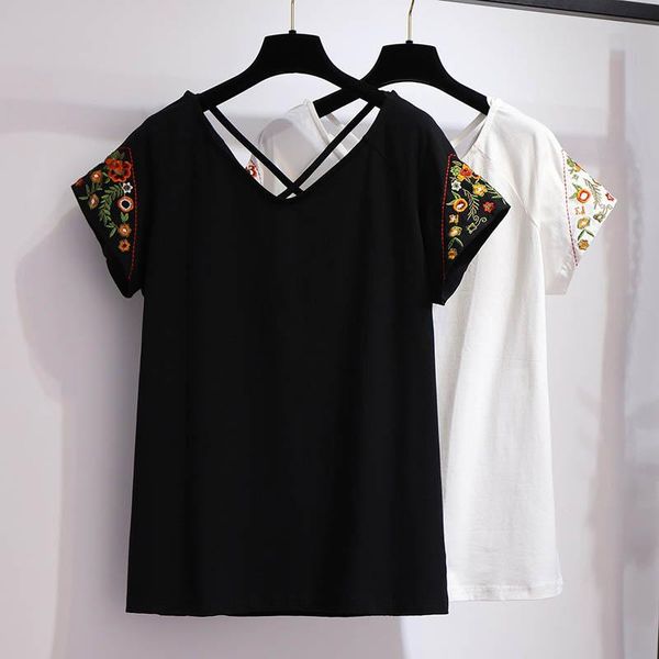 women's t-shirt summer cotton women plus size bust 149cm 5xl 6xl 7xl 8xl 9xl v-neck embroidered black white colors
women's t-shirt summer cotton women plus size bust 149cm 5xl 6xl 7xl 8xl 9xl v-neck embroidered black white colors
