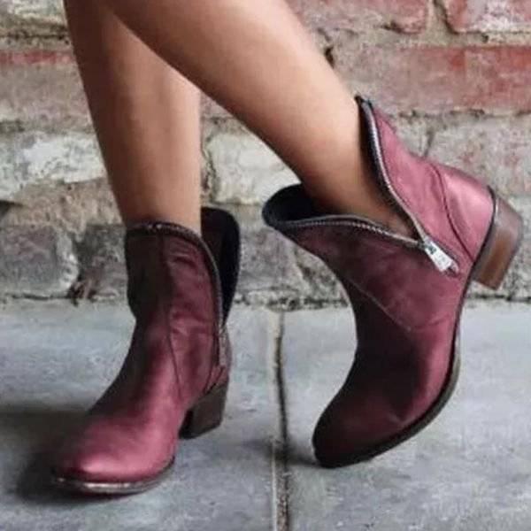 boots women pu leather zipper ankle low heel thick heels elegant single fashion dress versatile kp336, Black
boots women pu leather zipper ankle low heel thick heels elegant single fashion dress versatile kp336, Black