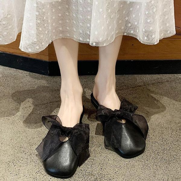 slippers women shoes summer fashion trend non-slip square toe flat half bow beach outdoor sandals, Black
slippers women shoes summer fashion trend non-slip square toe flat half bow beach outdoor sandals, Black