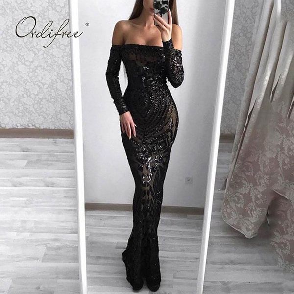 casual dresses ordi2021 summer women maxi evening party dress long sleeve off shoulder sequin robe femme, Black;gray
casual dresses ordi2021 summer women maxi evening party dress long sleeve off shoulder sequin robe femme, Black;gray
