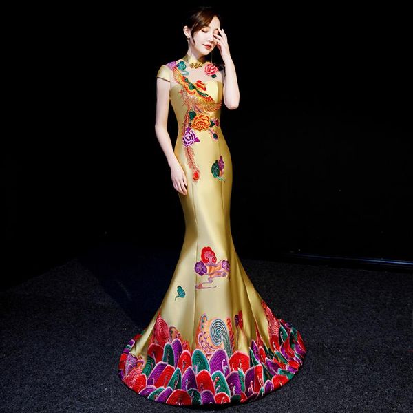 ethnic clothing perspective hollow out back cheongsam phoenix&flower embroidery qipao mandarin collar banquet party dress gown bandage vesti, Red
ethnic clothing perspective hollow out back cheongsam phoenix&flower embroidery qipao mandarin collar banquet party dress gown bandage vesti, Red