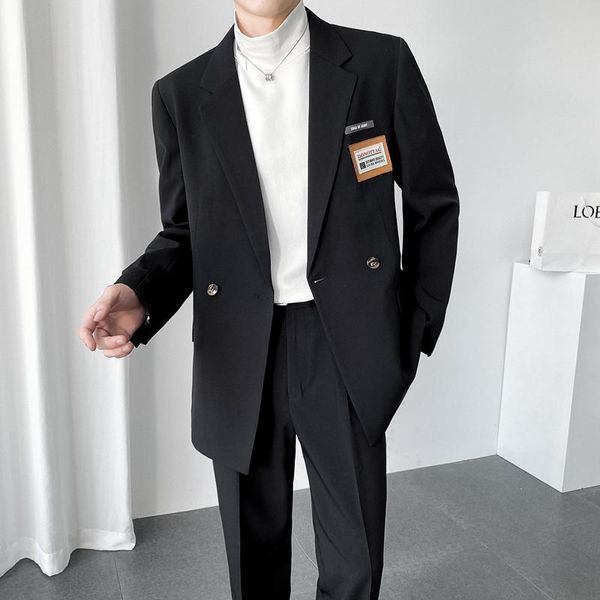 men's suits & blazers mens sets jacket pant men korean streetwear office fashion loose casual blazer suit chic trend dress, White;black
men's suits & blazers mens sets jacket pant men korean streetwear office fashion loose casual blazer suit chic trend dress, White;black