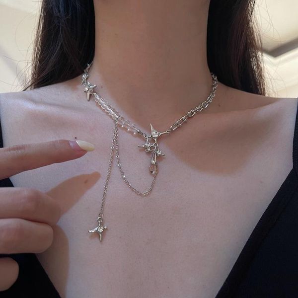 pendant necklaces rock thick chain for women transparent beaded geometric star shaped pendants fashion choker jewelry gifts, Silver
pendant necklaces rock thick chain for women transparent beaded geometric star shaped pendants fashion choker jewelry gifts, Silver
